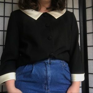Size 16 Talbots Black and White Vintage Blouse